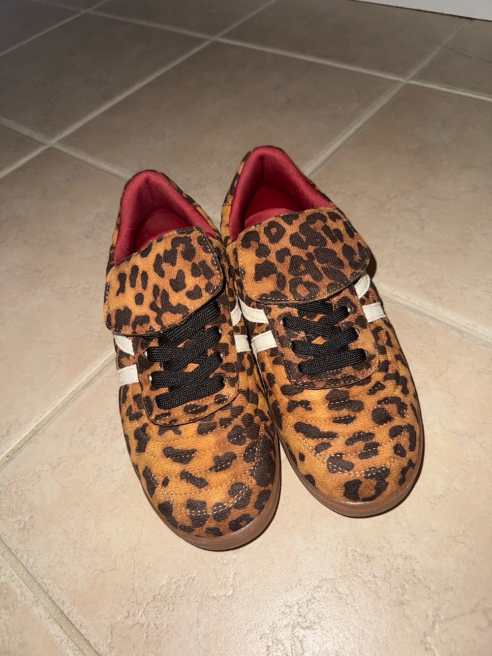 Leopard-Print Women's Casual Lace-Up Sneakers - Brown/Black
